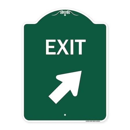 Signmission Designer Series Exit Exit W/ Right Arrow, Green & White Aluminum Sign, 18" H, 24" L, GW-1824-24031 A-DES-GW-1824-24031